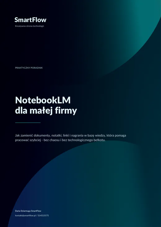 Okładka poradnika NotebookLM dla małej firmy